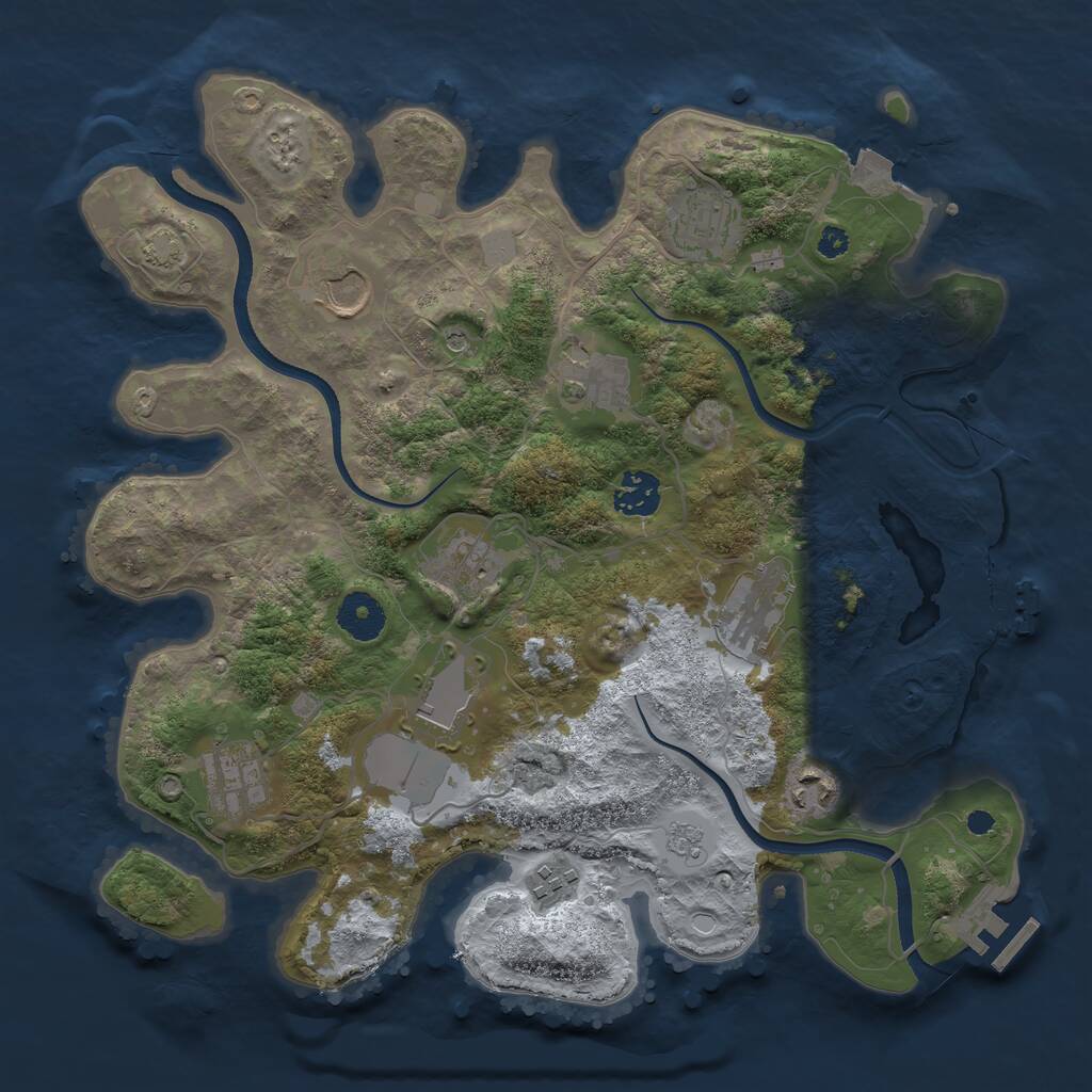 Rust Map: Procedural Map, Size: 3500, Seed: 1252025, 16 Monuments