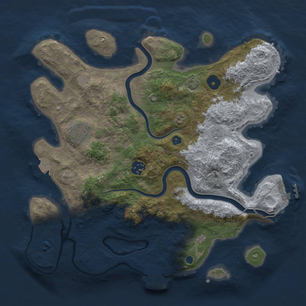 Rust Map: Procedural Map, Size: 3333, Seed: 8248582, 8 Monuments
