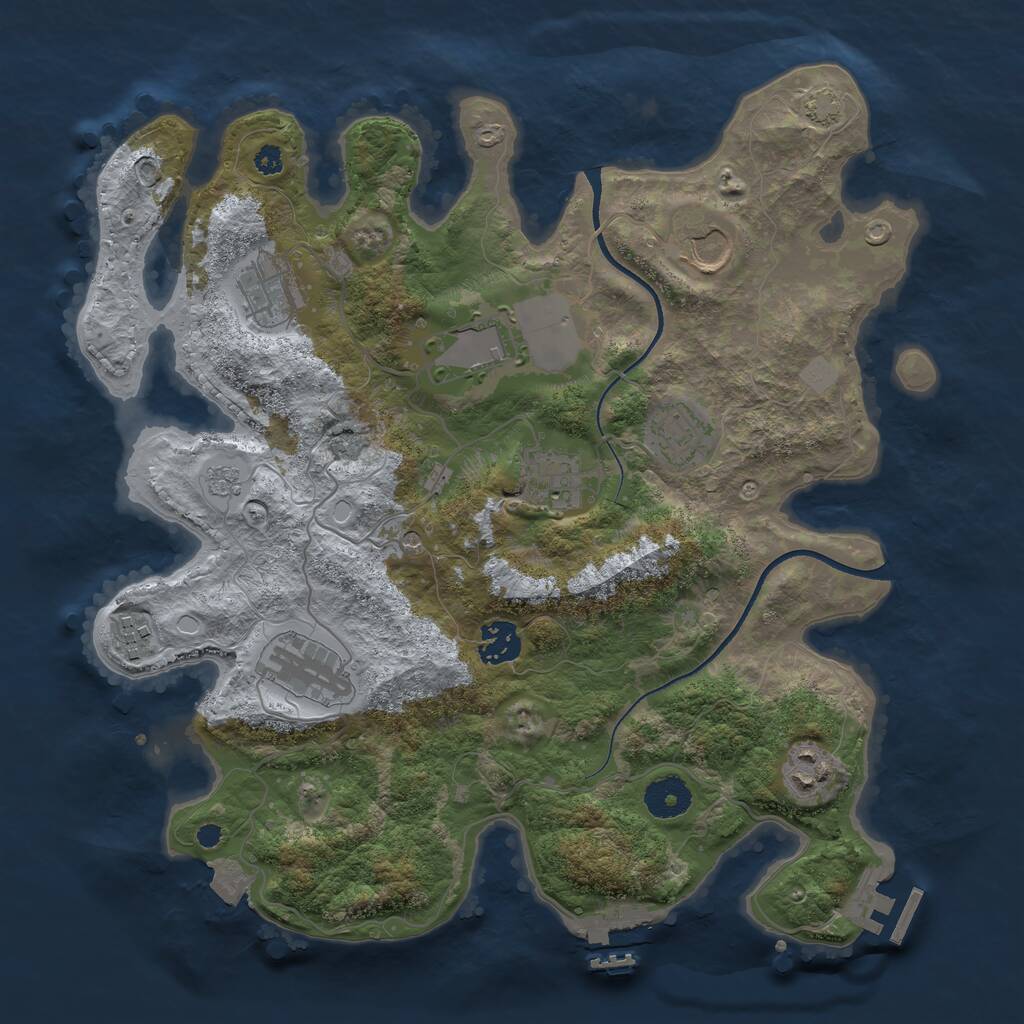 Rust Map: Procedural Map, Size: 3500, Seed: 983844524, 15 Monuments