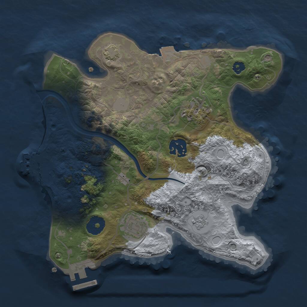 Rust Map: Procedural Map, Size: 2500, Seed: 747035999, 8 Monuments