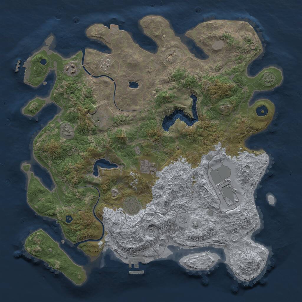 Rust Map: Procedural Map, Size: 4000, Seed: 647749, 12 Monuments