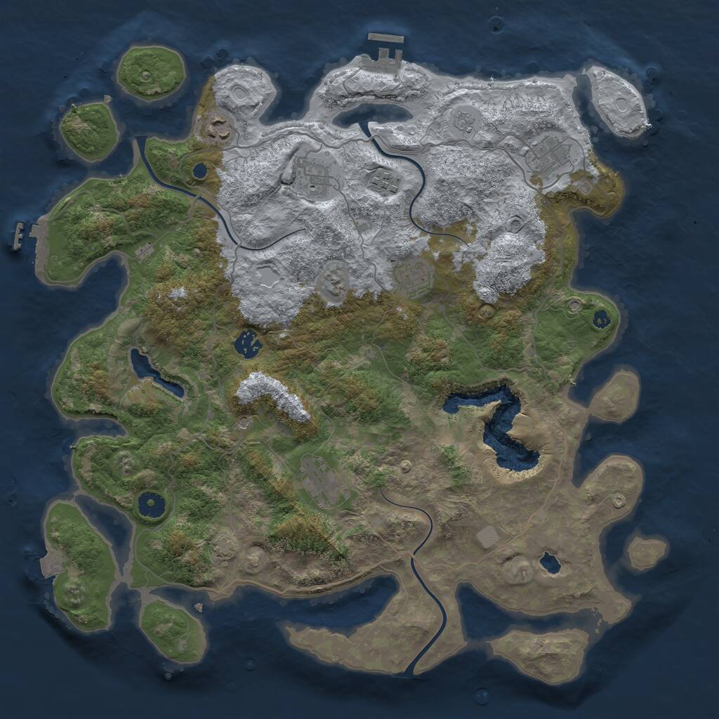 Rust Map: Procedural Map, Size: 4050, Seed: 639488557, 13 Monuments