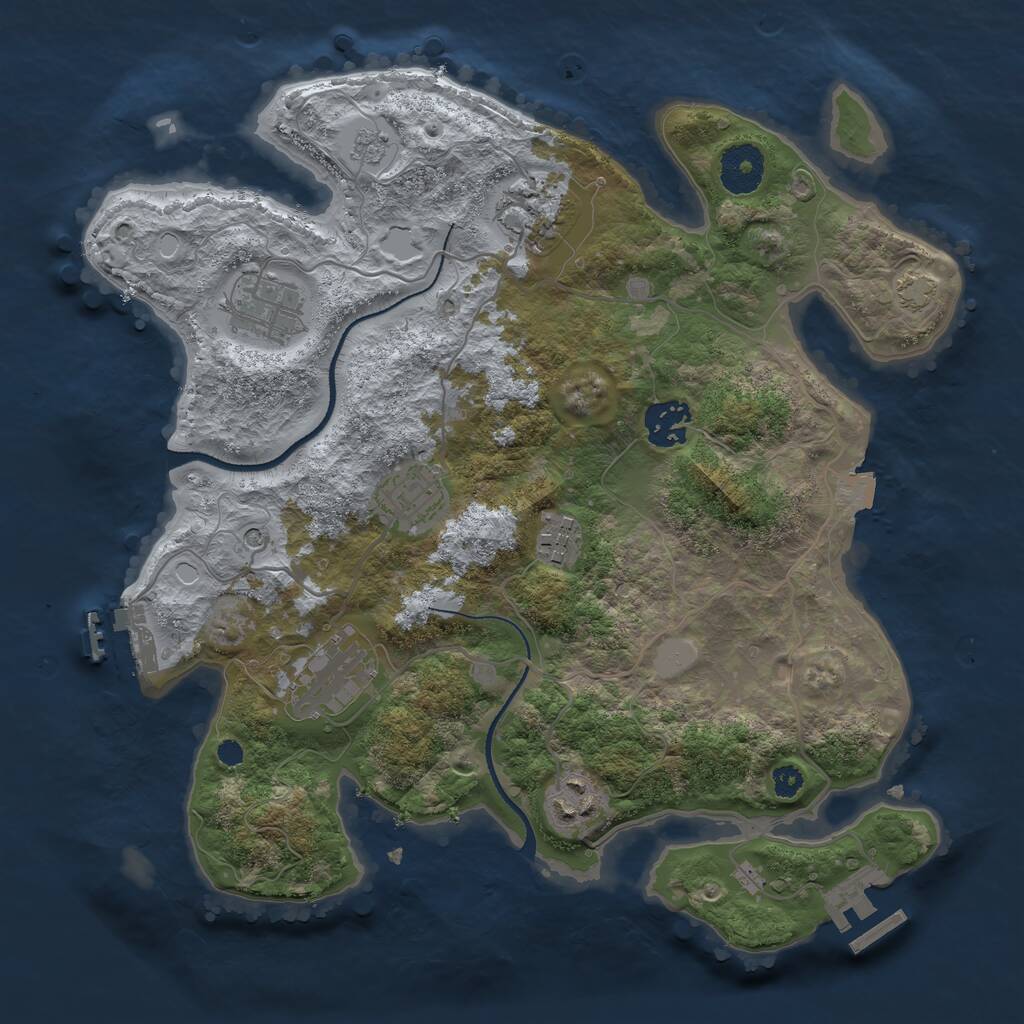 Rust Map: Procedural Map, Size: 3250, Seed: 1573813293, 13 Monuments