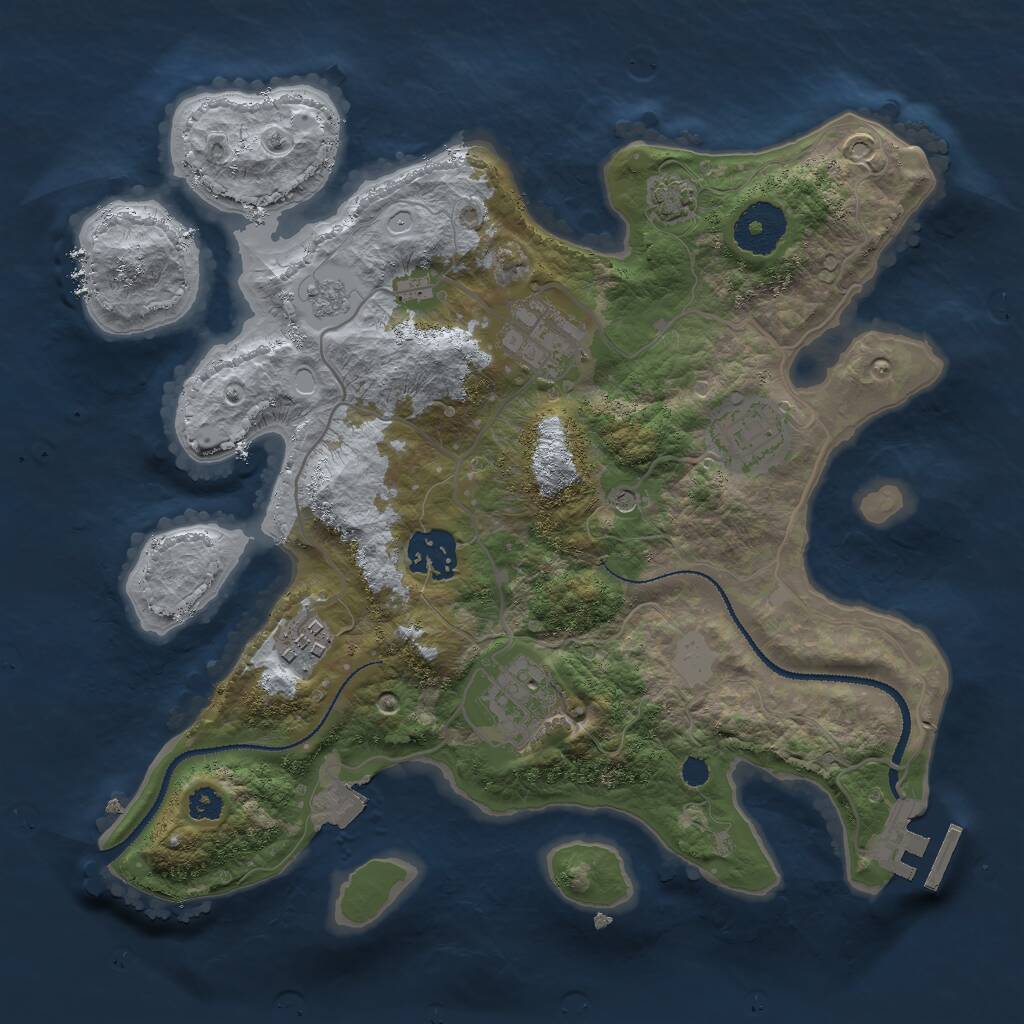Rust Map: Procedural Map, Size: 3000, Seed: 1226240681, 10 Monuments