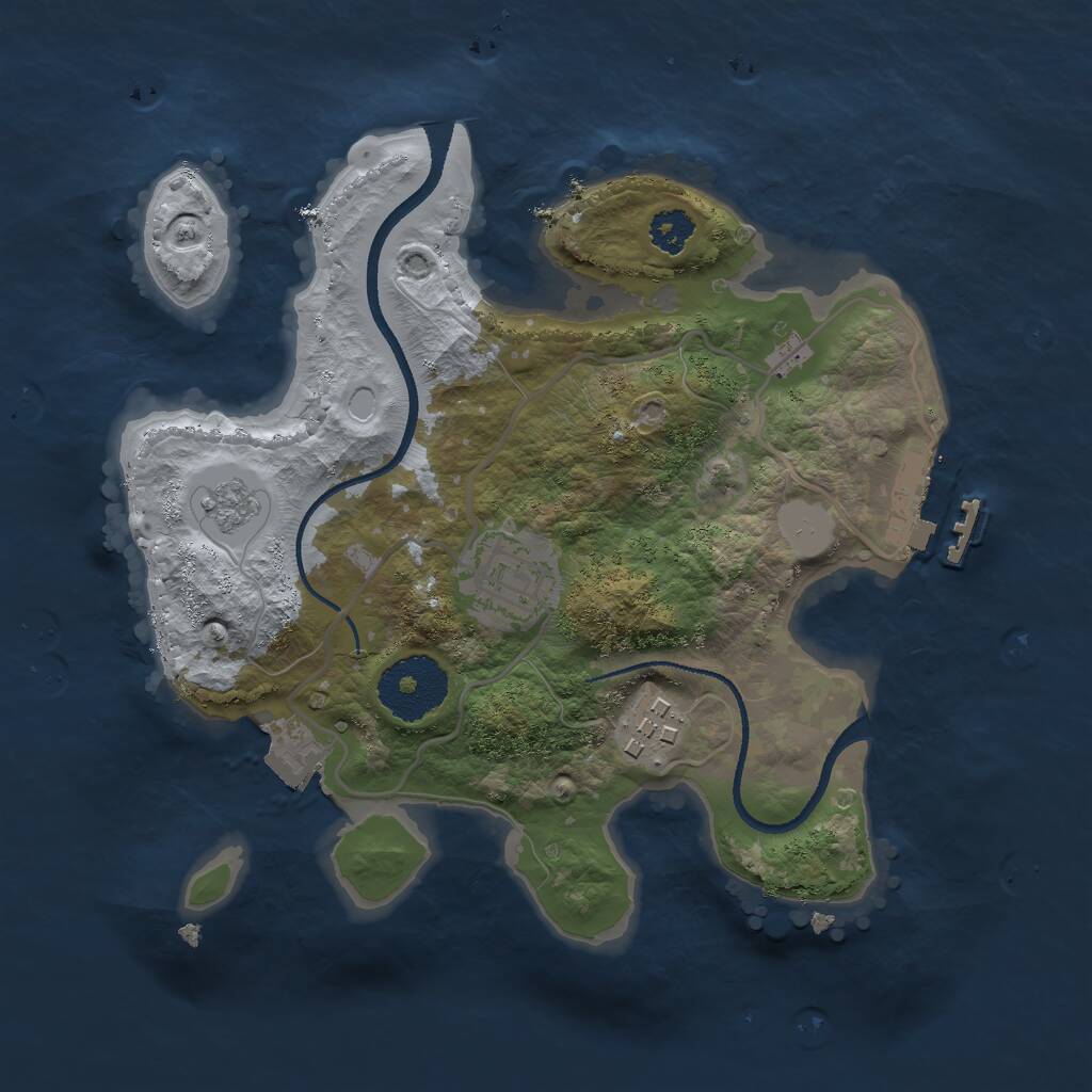 Rust Map: Procedural Map, Size: 2500, Seed: 572722979, 5 Monuments