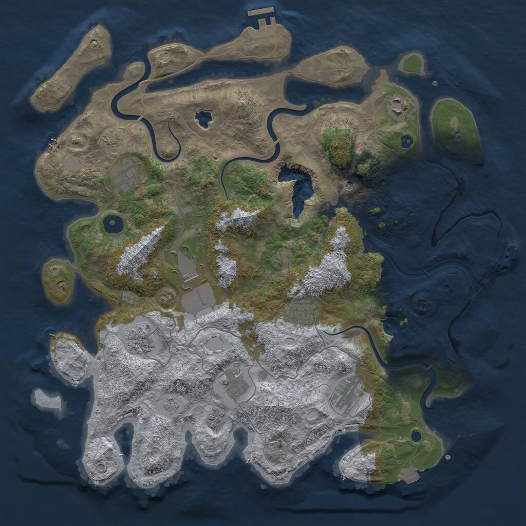 Rust Map: Procedural Map, Size: 4050, Seed: 185963996, 14 Monuments