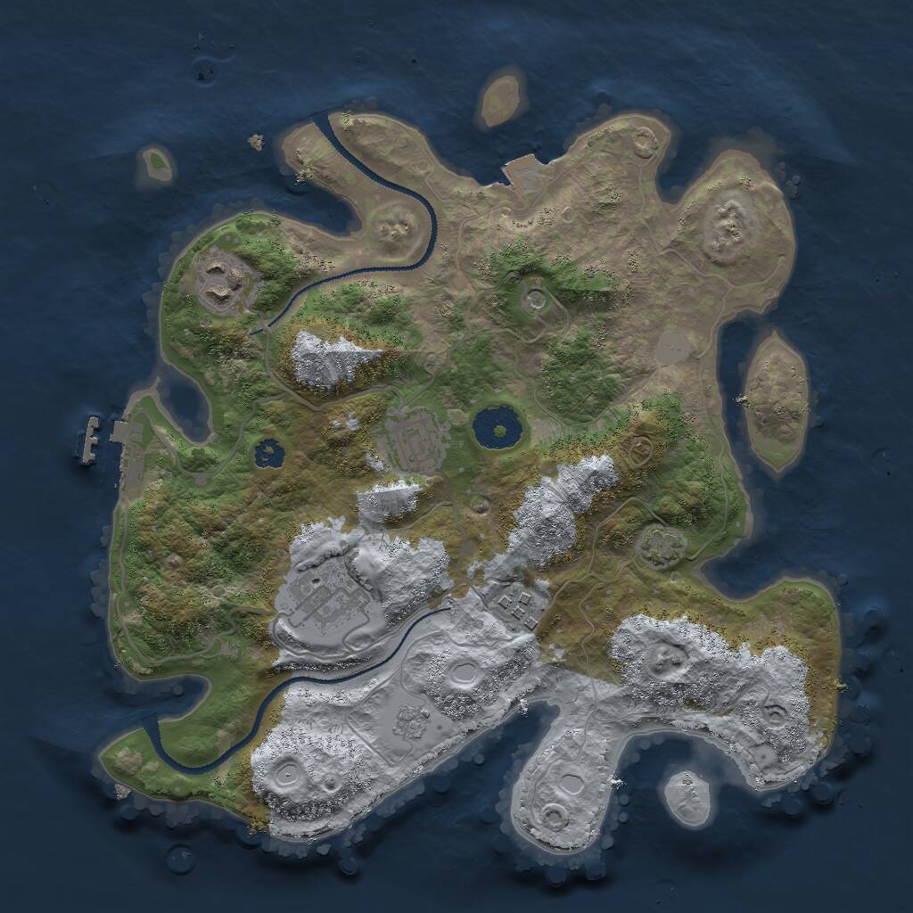 Rust Map: Procedural Map, Size: 3000, Seed: 321877045, 9 Monuments