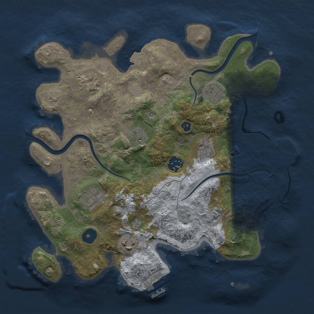 Rust Map: Procedural Map, Size: 3250, Seed: 1702682354, 13 Monuments