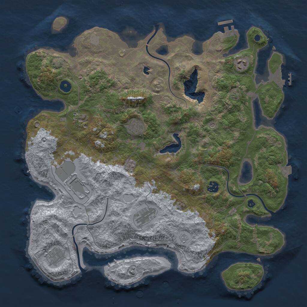 Rust Map: Procedural Map, Size: 4050, Seed: 493813632, 14 Monuments