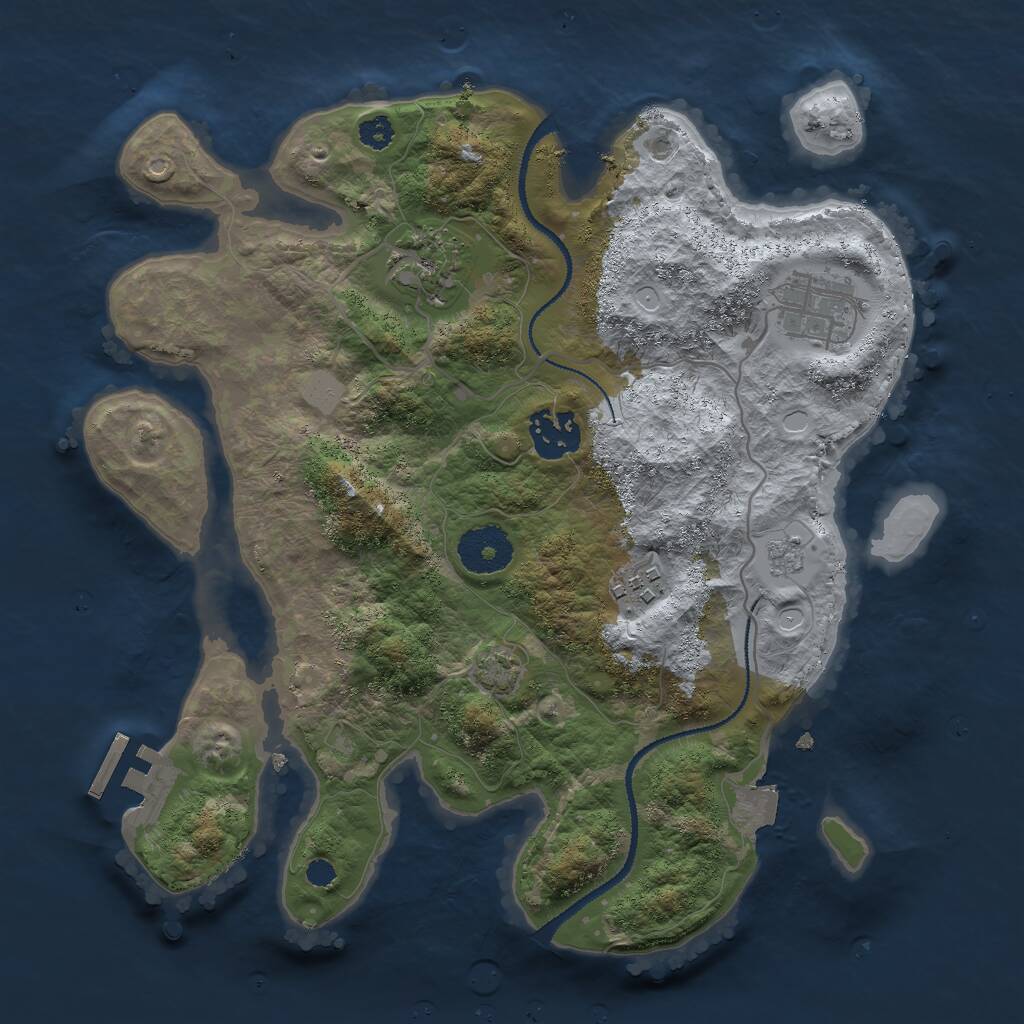 Rust Map: Procedural Map, Size: 3000, Seed: 1544444, 8 Monuments