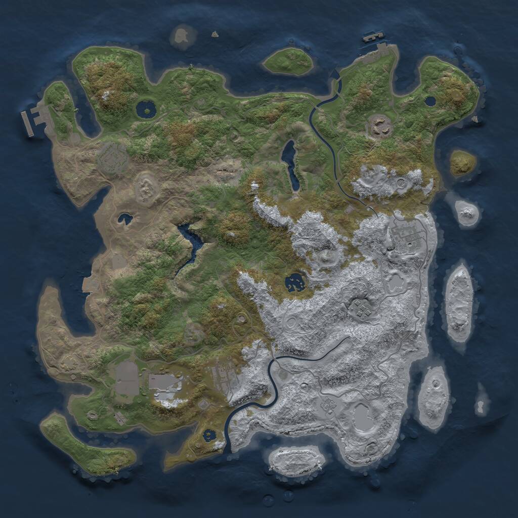 Rust Map: Procedural Map, Size: 4000, Seed: 227668955, 13 Monuments