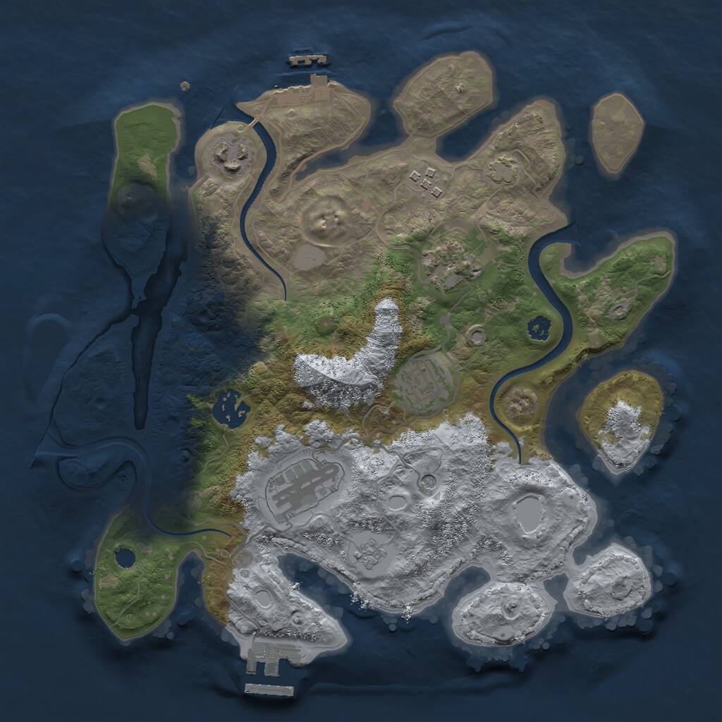 Rust Map: Procedural Map, Size: 3000, Seed: 1050764677, 12 Monuments