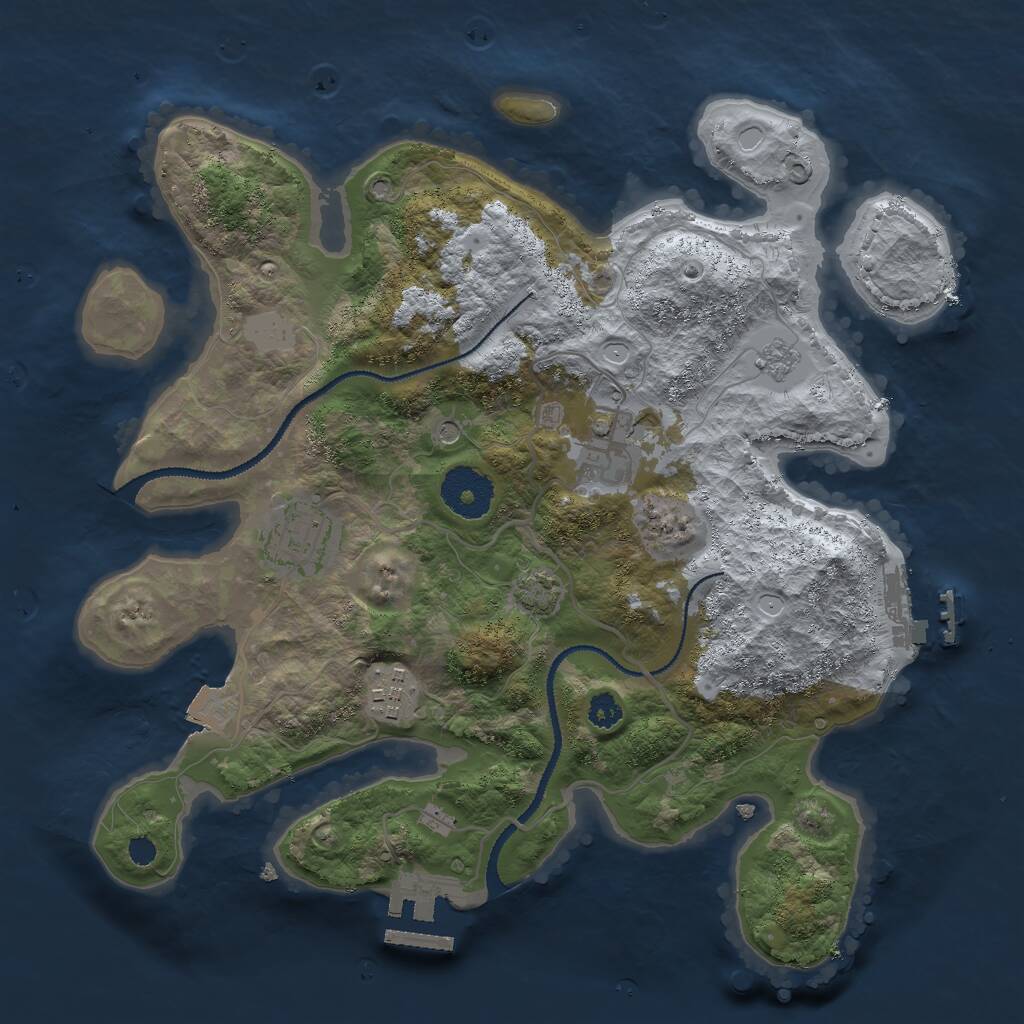 Rust Map: Procedural Map, Size: 3000, Seed: 32972, 9 Monuments