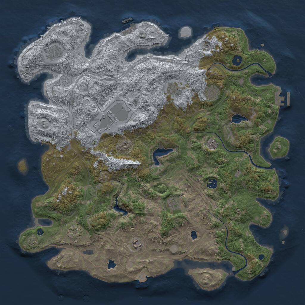 Rust Map: Procedural Map, Size: 4500, Seed: 1090452633, 15 Monuments