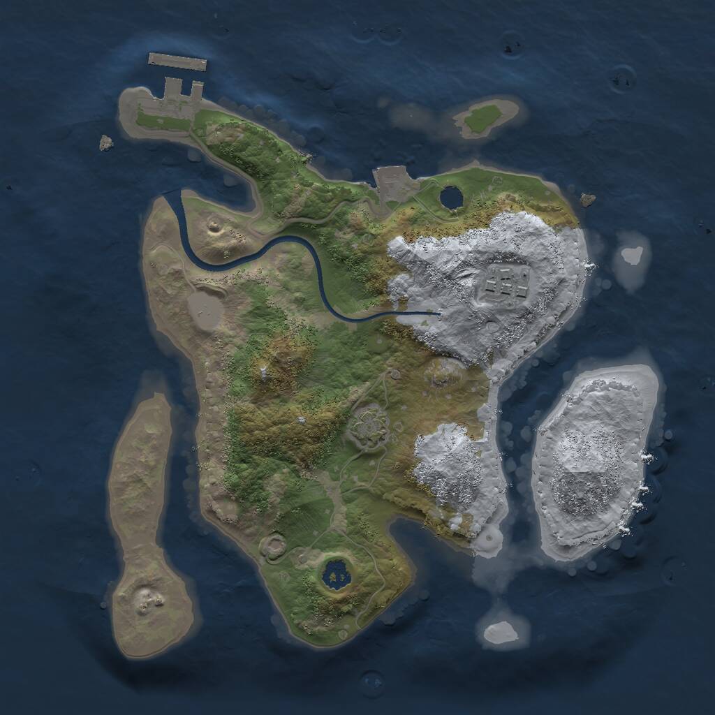 Rust Map: Procedural Map, Size: 2500, Seed: 248680583, 4 Monuments