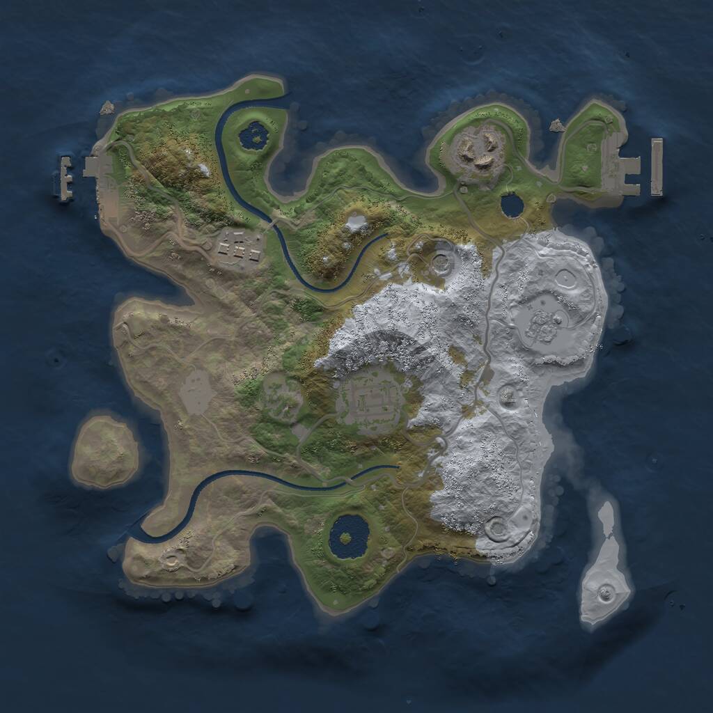 Rust Map: Procedural Map, Size: 2500, Seed: 1625599688, 8 Monuments