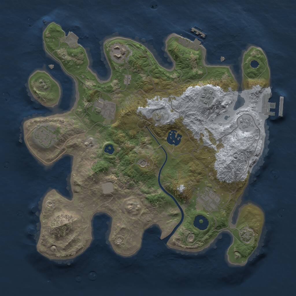 Rust Map: Procedural Map, Size: 3000, Seed: 1985996967, 12 Monuments