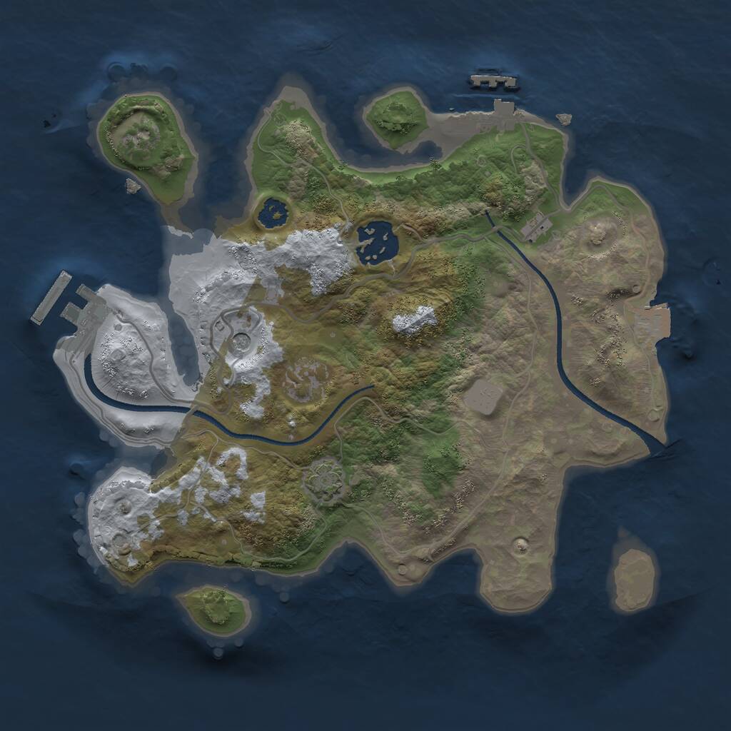 Rust Map: Procedural Map, Size: 2500, Seed: 12354, 6 Monuments