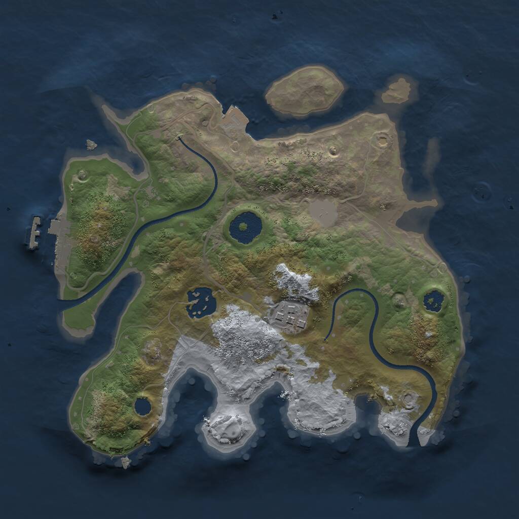 Rust Map: Procedural Map, Size: 2500, Seed: 3341, 4 Monuments