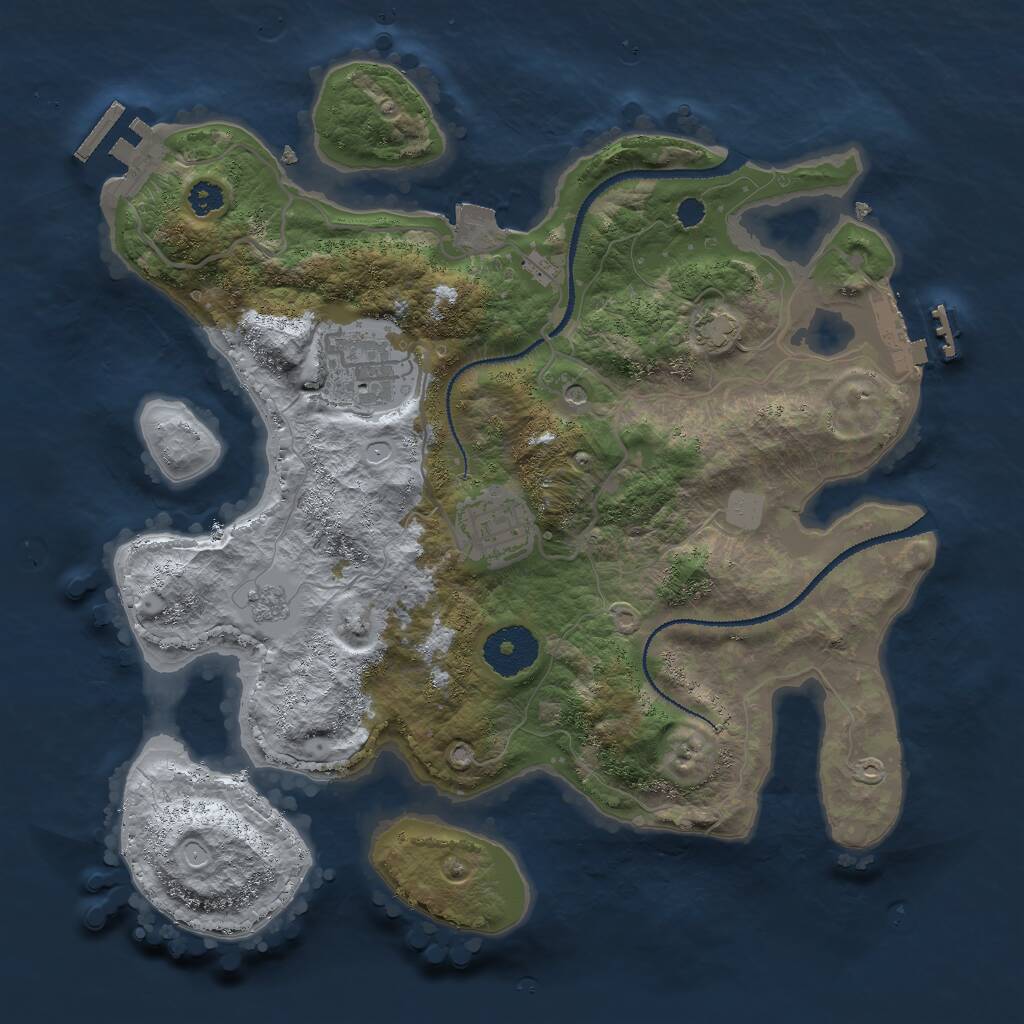Rust Map: Procedural Map, Size: 3000, Seed: 87308927, 8 Monuments