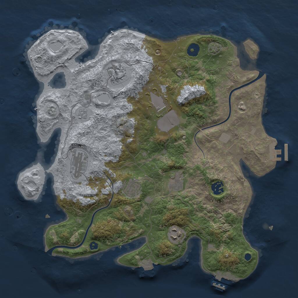 Rust Map: Procedural Map, Size: 3500, Seed: 143246976, 12 Monuments