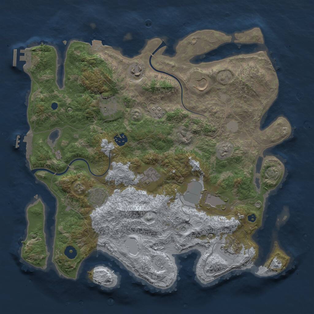 Rust Map: Procedural Map, Size: 3750, Seed: 163984019, 15 Monuments