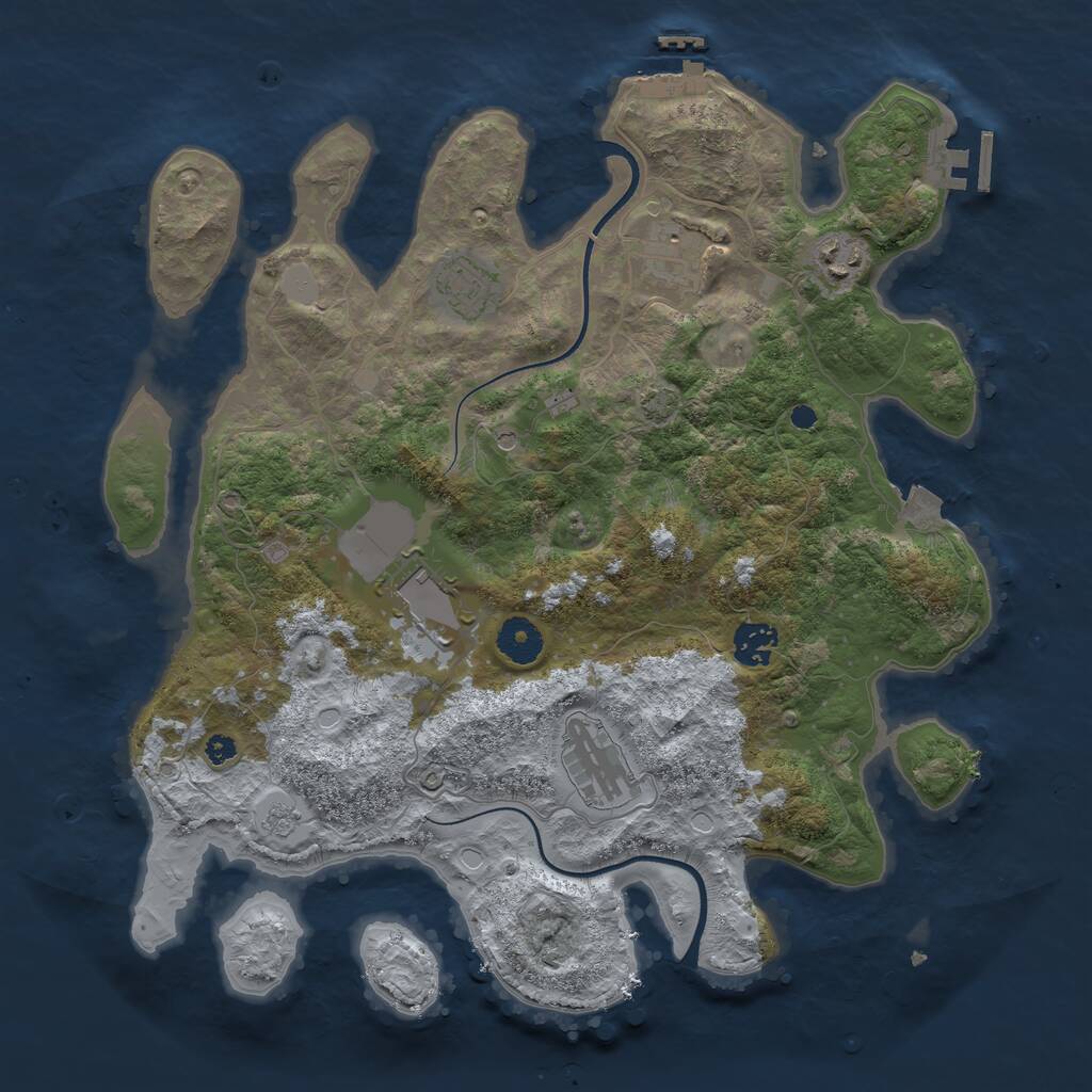 Rust Map: Procedural Map, Size: 3650, Seed: 68752316, 12 Monuments