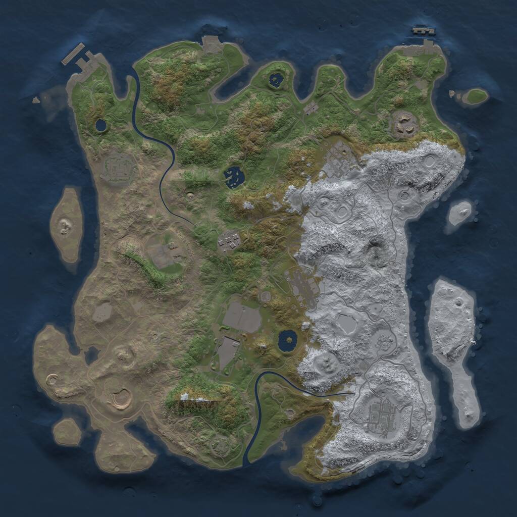 Rust Map: Procedural Map, Size: 3700, Seed: 2090197081, 16 Monuments
