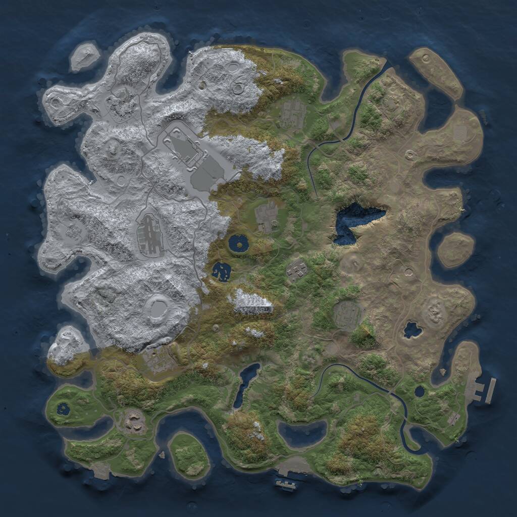 Rust Map: Procedural Map, Size: 4000, Seed: 462683510, 16 Monuments