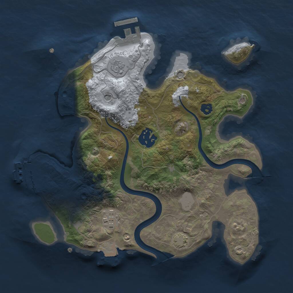 Rust Map: Procedural Map, Size: 2500, Seed: 894561530, 8 Monuments