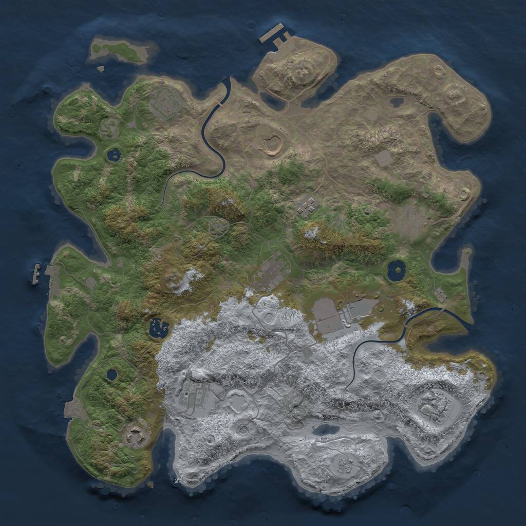 Rust Map: Procedural Map, Size: 3900, Seed: 1135, 16 Monuments