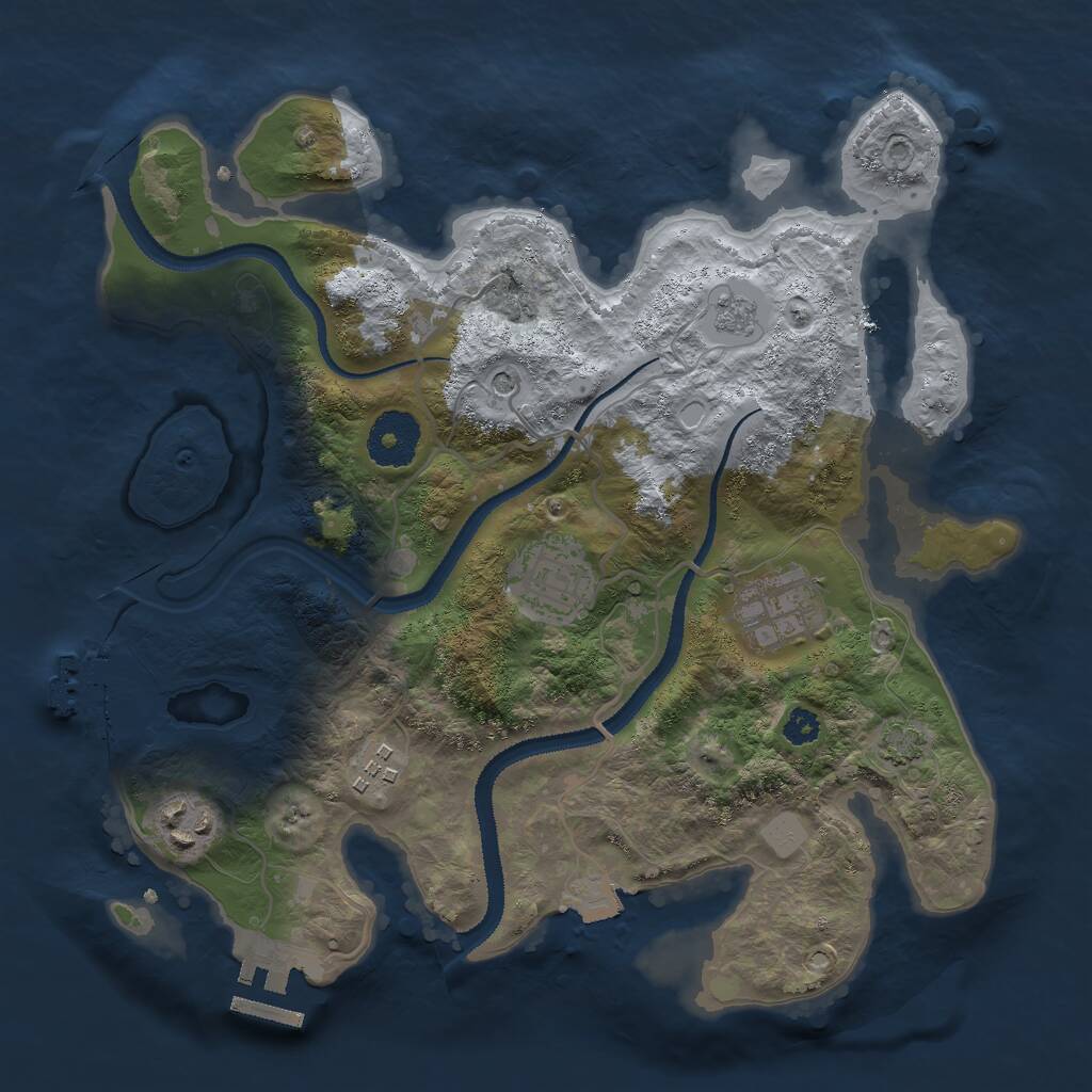 Rust Map: Procedural Map, Size: 3000, Seed: 42654890, 10 Monuments