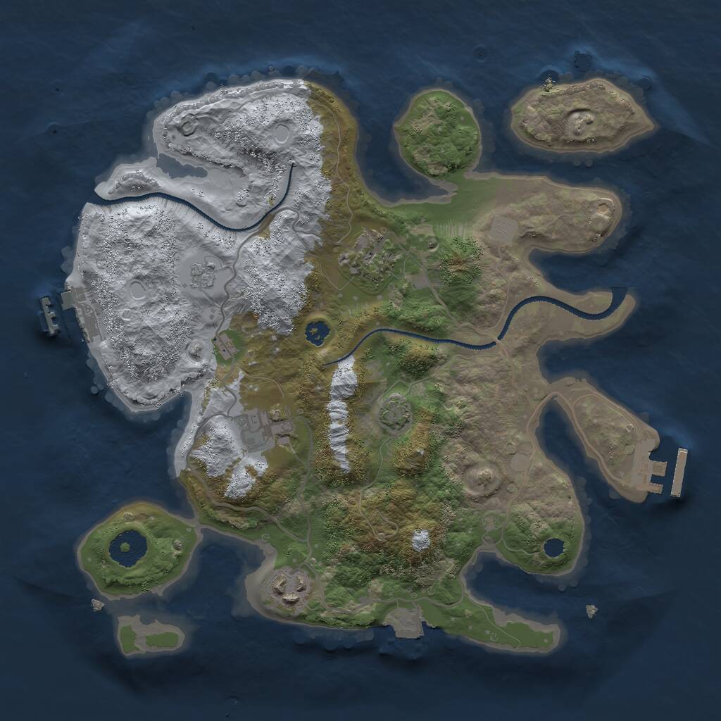 Rust Map: Procedural Map, Size: 3000, Seed: 13546, 8 Monuments