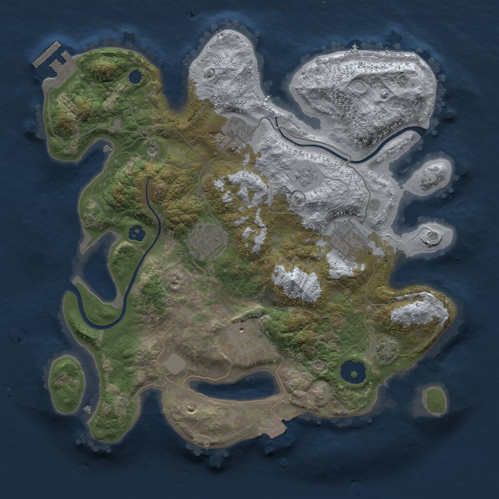 Rust Map: Procedural Map, Size: 3000, Seed: 2051003688, 9 Monuments