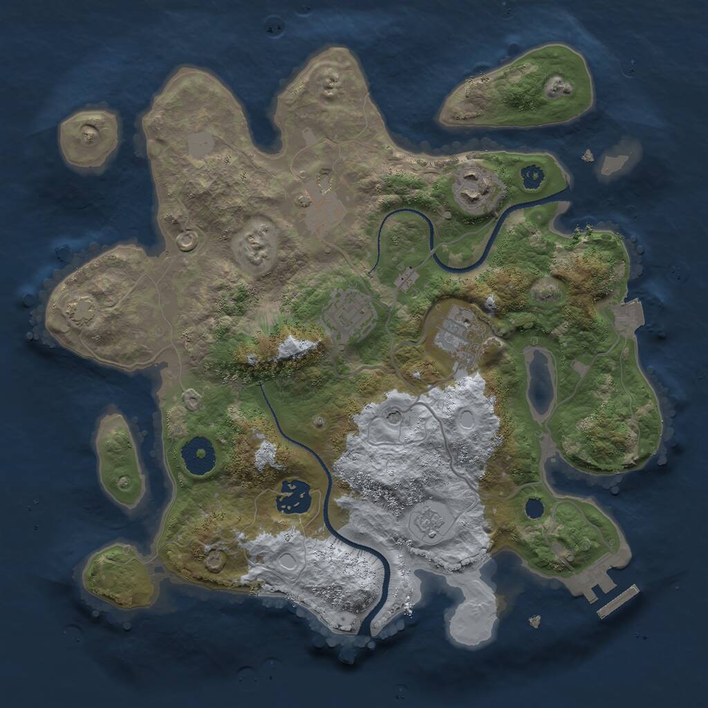 Rust Map: Procedural Map, Size: 3000, Seed: 68175, 10 Monuments