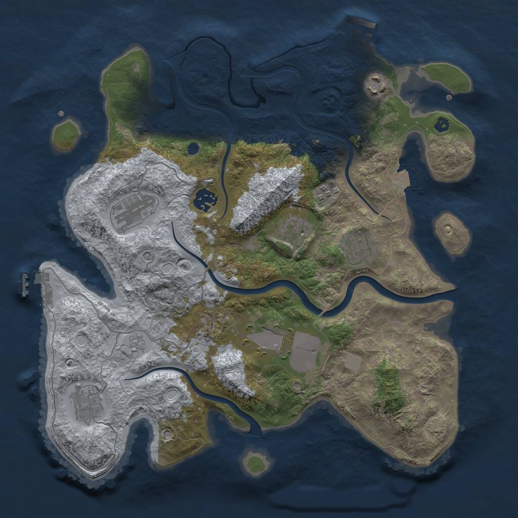 Rust Map: Procedural Map, Size: 3500, Seed: 23566, 15 Monuments