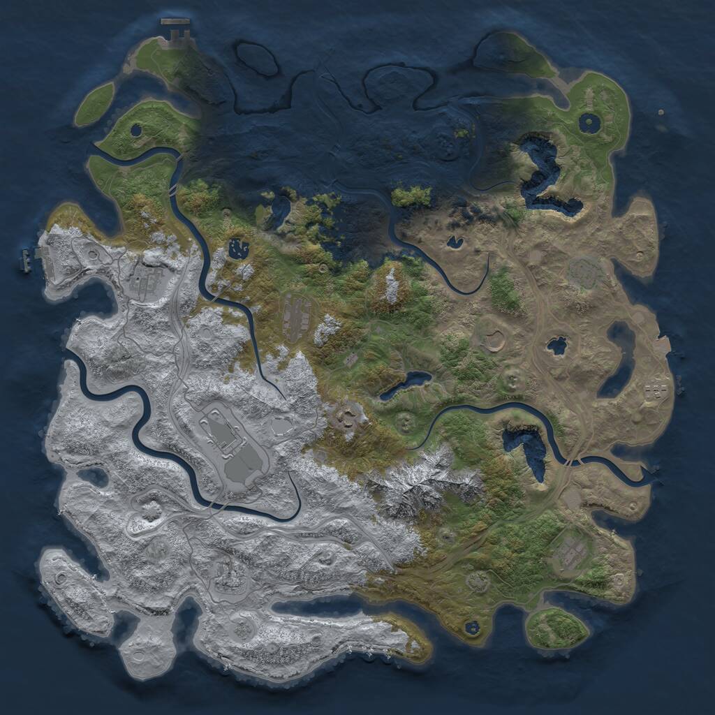Rust Map: Procedural Map, Size: 5000, Seed: 1823901283, 16 Monuments