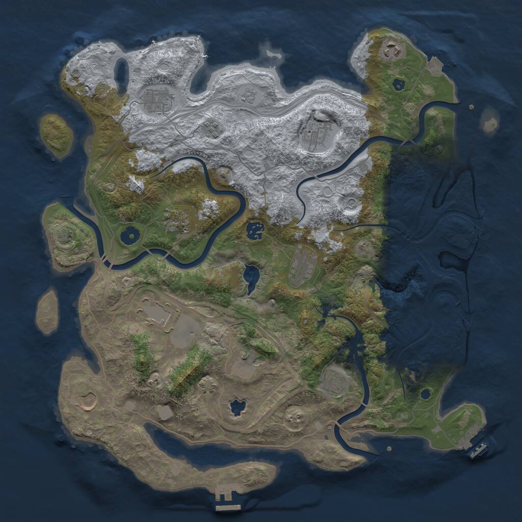 Rust Map: Procedural Map, Size: 4250, Seed: 864147768, 17 Monuments