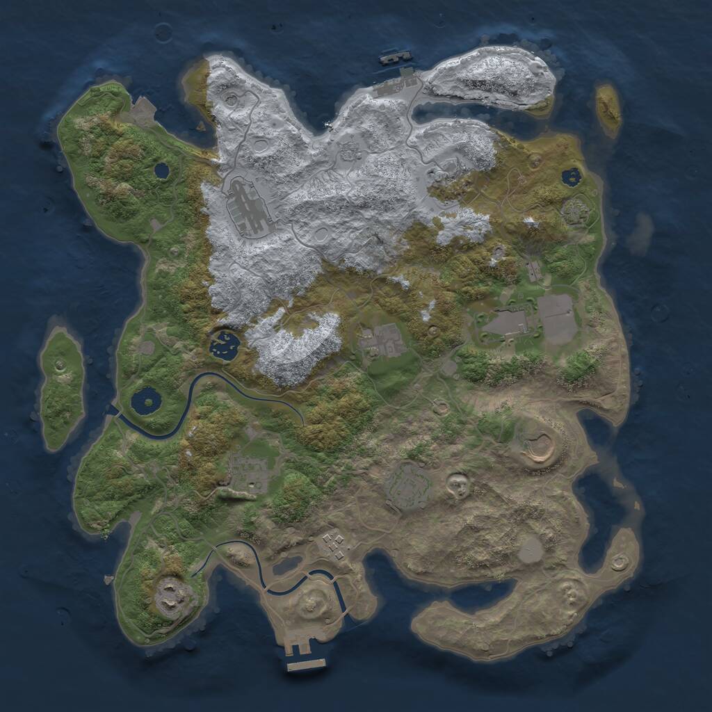 Rust Map: Procedural Map, Size: 3750, Seed: 1840377583, 16 Monuments