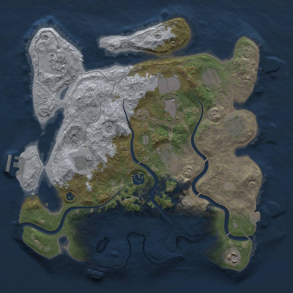 Rust Map: Procedural Map, Size: 3500, Seed: 409543436, 15 Monuments