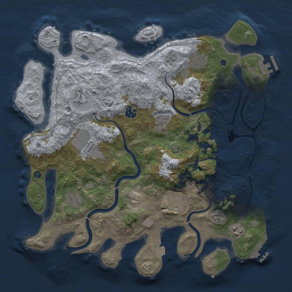 Rust Map: Procedural Map, Size: 3800, Seed: 46174125, 15 Monuments