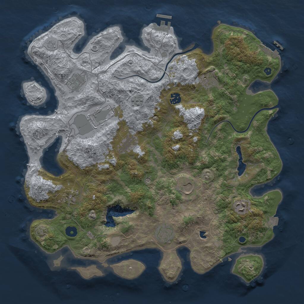 Rust Map: Procedural Map, Size: 4000, Seed: 525738769, 16 Monuments