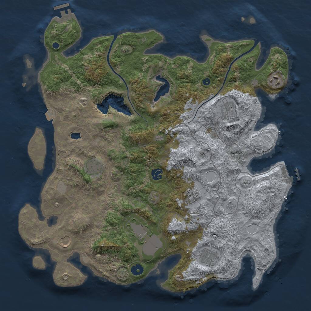 Rust Map: Procedural Map, Size: 4000, Seed: 2090197081, 14 Monuments