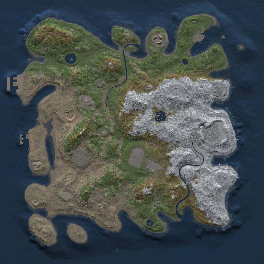 Rust Map: Procedural Map, Size: 3650, Seed: 624630268, 13 Monuments