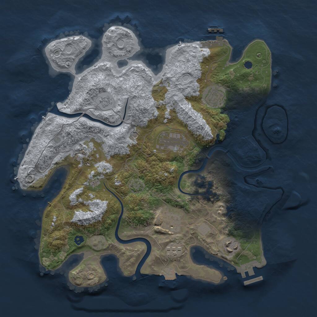 Rust Map: Procedural Map, Size: 3300, Seed: 1842913660, 12 Monuments