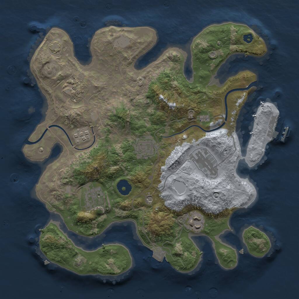 Rust Map: Procedural Map, Size: 3050, Seed: 1143192604, 10 Monuments