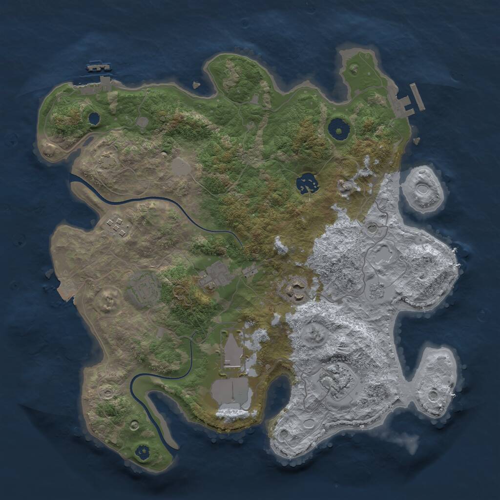 Rust Map: Procedural Map, Size: 3500, Seed: 808675877, 13 Monuments