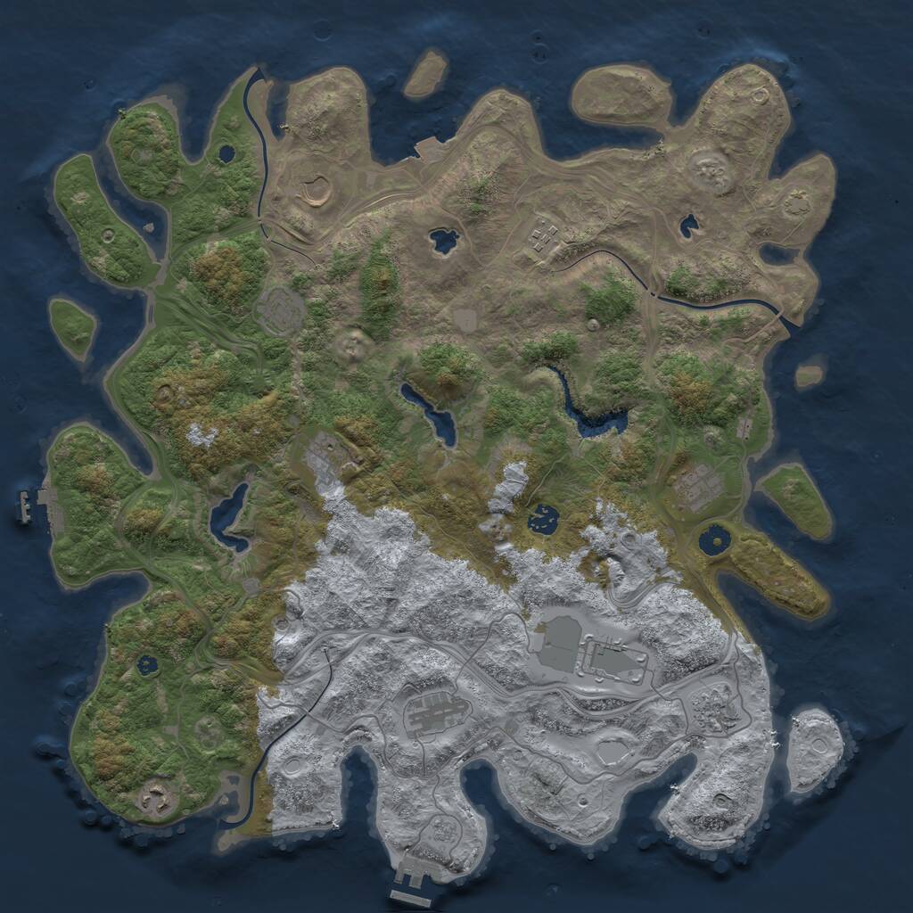 Rust Map: Procedural Map, Size: 4500, Seed: 414974373, 16 Monuments