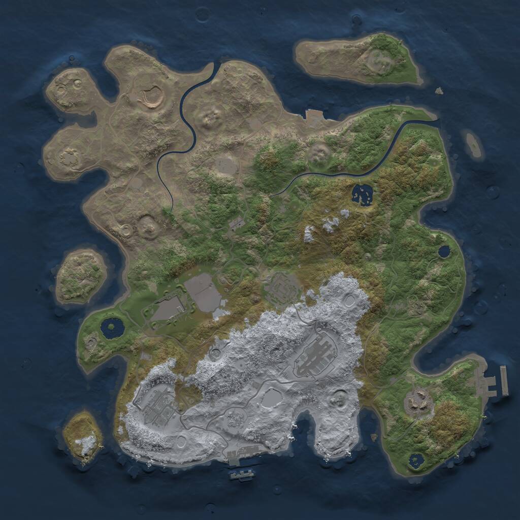 Rust Map: Procedural Map, Size: 3500, Seed: 1761070152, 13 Monuments