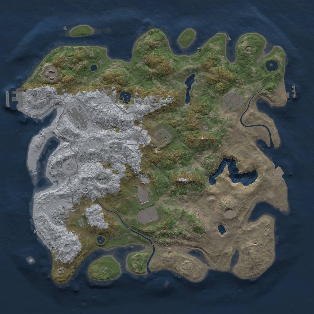 Rust Map: Procedural Map, Size: 4000, Seed: 629758636, 14 Monuments